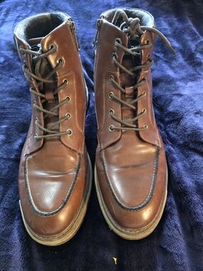 Madden by Steve Madden Men’s Brown Cognac Moc Toe Boots Side Zip Size 11